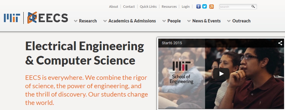 많은 미국의 탑스쿨들의 EE와 CS학과가 합쳐지는 경향을 보이고 있다 [출처: MIT EECS 웹사이트]